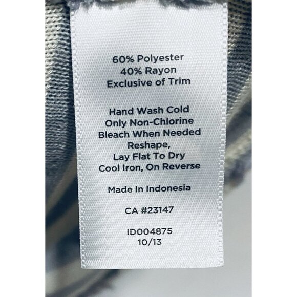 Talbots Top Womens 1X Gray Fringe Metallic Sequin Striped Short Sleeve Boho - Picture 5 of 6